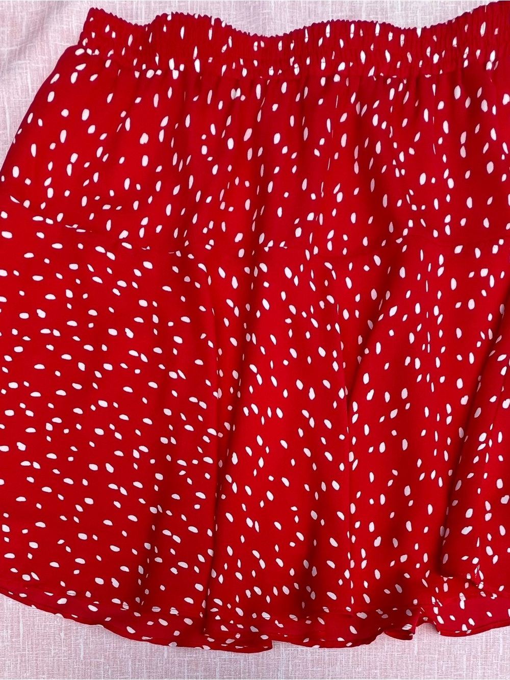 Banana Republic Red Mini Skirt with White Spot Print